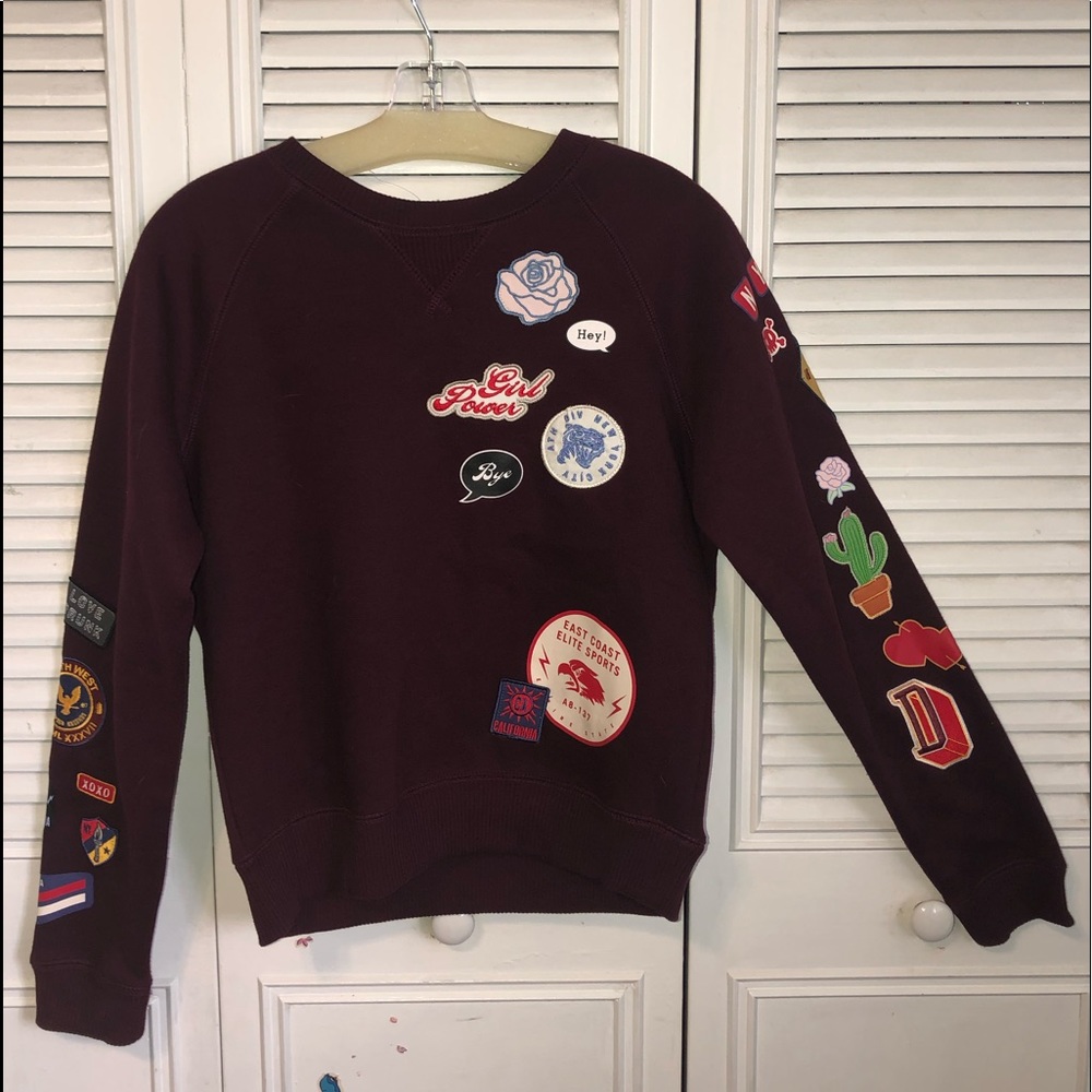 Maroon Sweatshirt with Patches